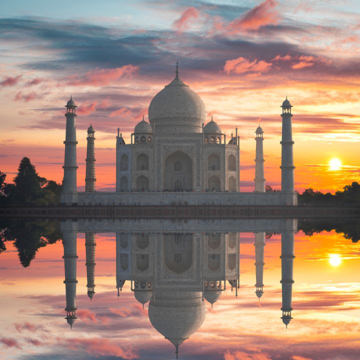 Visita del Taj Mahal al atardecer