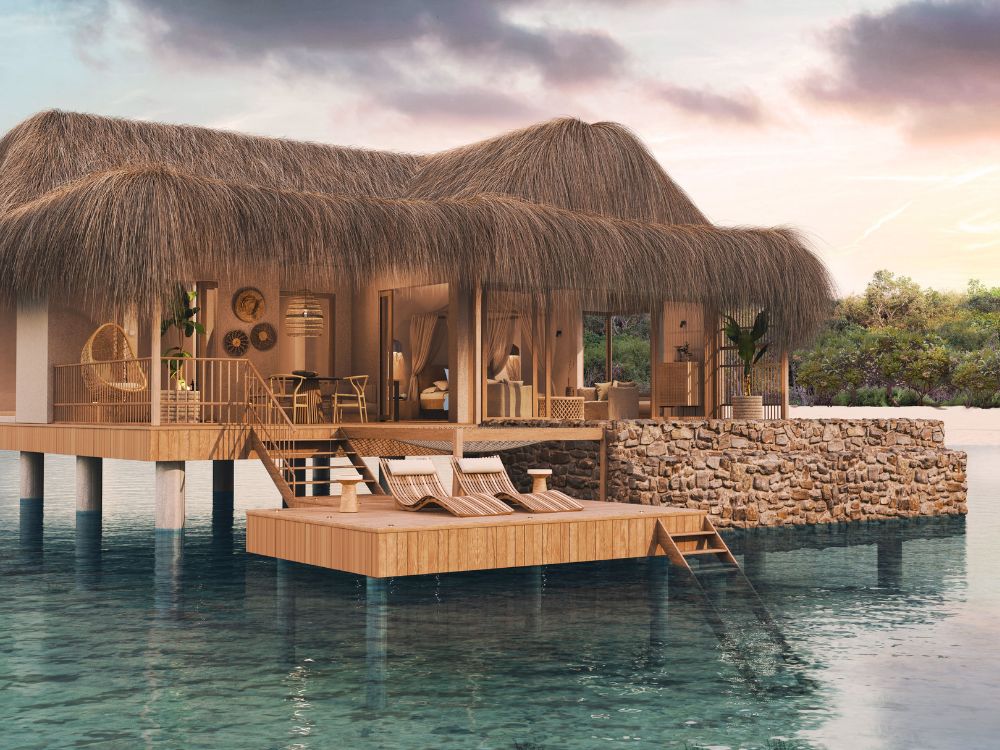 Imagen renderizada de la Lagoon Pool Suite del Hotel Bawe Island en Zanzíbar